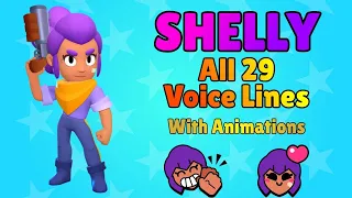 Shelly All 29 Voice Lines with Animations | Brawl Stars