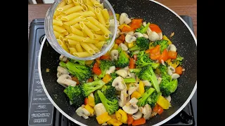 Quick creamy pasta with broccoli and mushrooms! Easy and delicious dinner😋