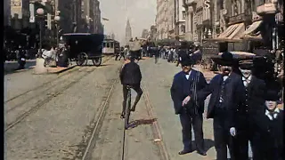 A Trip Down Market Street - AI Colourised with DeOldify