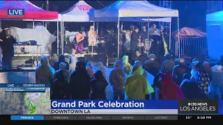 Crowds gather in Downtown LA for annual NYE Celebration at Grand Park