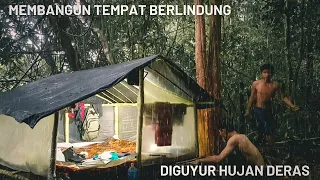 diguyur hujan deras,bermalam di kabin plastik sampai pagi,sound of heavy rain,asmr