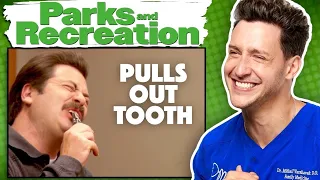 Doctor Reacts To Funny Parks & Rec Medical Scenes