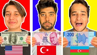 ÜLKELERİN PARASI ile 1 GÜN GEÇİRMEK! 😎 (Azerbaycan, Türkiye, ABD, Arabistan, Kuveyt)