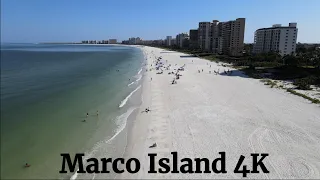 (4K DRONE VIDEO) FLYING OVER SOUTH MARCO ISLAND BEACH