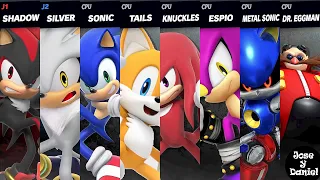 Sonic vs Knuckles vs Shadow vs Silver vs Tails vs Metal Sonic vs Espio vs Doctor Eggman - SSBU