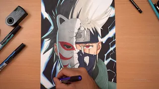 drawing Kakashi Hatake With His Anbu Mask (coloring)