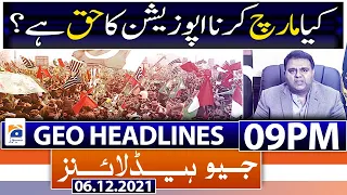 Geo News Headlines 09 PM | Sialkot Incident | COAS Qamar Bajwa | PDM | 6th Dec 2021