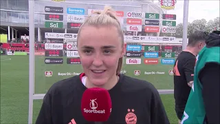 Interview with FC Bayern München player Georgia Stanway after  the Bundesligamatch in B04 Leverkusen