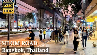 [BANGKOK] Silom Road - "An Evening Walking Tour of Bangkok's Business District" | Thailand [4K HDR]