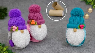 They are adorable❄️Gnomes made from yarn and toilet paper rolls🎄Christmas ideas DIY☃️