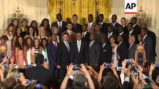 President Barack Obama welcomed the NCAA Champion UConn Huskies Men's and Women's Basketball teams t