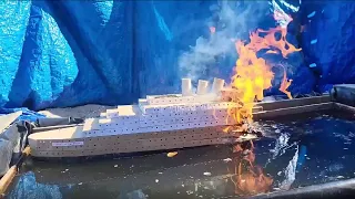 The Sinking Of The Cardboard Passengership Queen Of The Pacific. (A cardboard boat sinking)