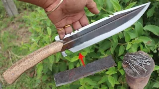 Knife Making - Forging A Powerful Knife From Rusty A piece Of Leaf Spring.