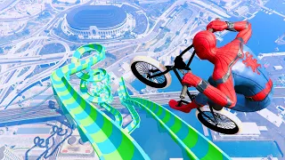 GTA 5 - Spiderman BMX Parkour Jumps Vol.20 (Euphoria Ragdolls)