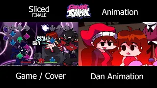 FNF SLICED FINALE | Corrupted Annoying Orange | Game/Cover x FNF Animation Comparison