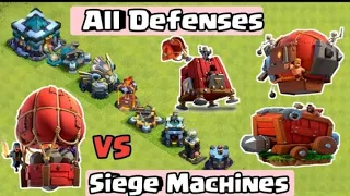 All Siege Machine Vs All Defense Clash Of Clan | siege machine coc | clash of clan siege machine