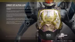 Crest Of Alpha Lupi Lore - Exotic Titan Chest Armour (Destiny 2)