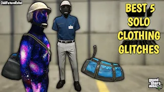 TOP 5 EASY *SOLO* CLOTHING GLITCHES ALL IN 1 VIDEO - GTA 5 ONLINE