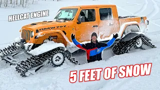 HELLCAT Swapped Jeep on GIANT Tracks is UNSTOPPABLE!!! & @HeavyDSparks Broke My Snow-Rail
