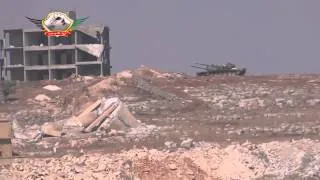 Aleppo Mount Hoihna FSA terrorist try to destroy a tank with ATGM Konkurs  failed 10 6 2013