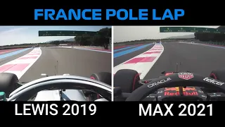 F1 2021 FRANCE VERSTAPPEN POLE VS F1 2019 HAMILTON FRANCE POLE LAP COMPARISON