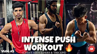 INTENSE PUSH WORKOUT: CHEST,SHOULDERS & TRICEPS ( VLOG #5)