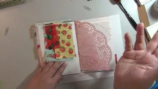 Let's Make a strawberry journal series! - Day 3 decorating pages, sewing, stamping and pockets!