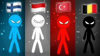 Indonesia vs Finland vs Turkey vs Belgium in the game Stickman Party | INTERNATIONAL GAMES 🗺️