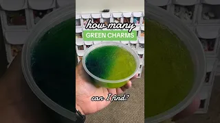 How many green charms can I find for this slime? 🐸 #shorts #slime #oddlysatisfying #satisfying