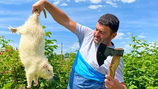 Зажарил на Мангале Огромного МОНСТРА! Сочная НУТРИЯ Приготовленная на природе asmr помпейская печь