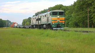 2ТЭ10УК-0061 (БЧ, ТЧ-8 Гомель) с грузовым поездом