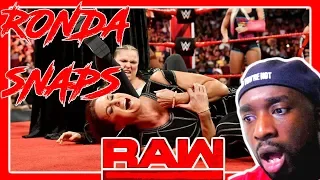 Ronda Rousey locks Stephanie McMahon in an Armbar during title presentation - Raw - REACTION