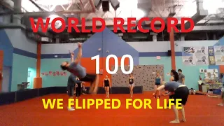 WORLD RECORD in 100 STANDING BACK FLIPS STUCK: 2 MINUTES 44 3/4 SECONDS! HANDSTAND and FLIP FOR LIFE