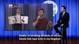 Daniel Radcliffe Singing Rapping Alphabet Aerobics Lyrics on Screen1