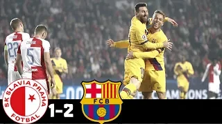 Slavia Praha vs Barcelona 1 - 2 (23/10/2019) | Messi, Olayinka | Goals, Highlights| Champions League