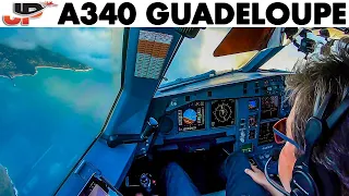 Piloting the AIRBUS A340-300 into Guadeloupe | Cockpit Views