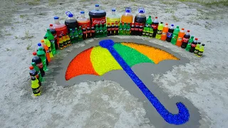 Experiment: How to make Rainbow Umbrella with Orbeez, Mentos vs Coca Cola, Fanta, Mirinda, Pepsi