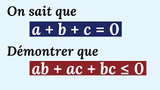 a+b+c=0. Démontrer que ab + ac +bc ≤ 0