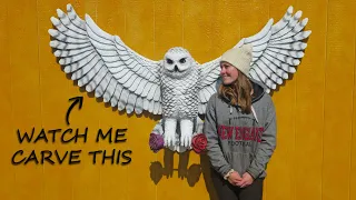 Turning a Log into a 6 foot Snowy Owl