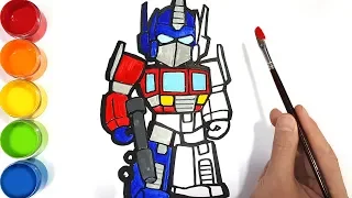 Learn Colors with Transformers Optimus Prime Drawing | Coloring Pages for kids | Bonbon Toy Art