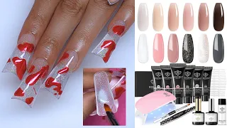bloody chrome + glitter glass duck nails LAZY GIRL METHOD | MODELONES polygel kit DIY unbox & swatch