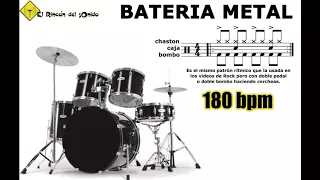 Bateria metal 180 bpm doble bombo binario