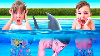 MI FINGO UNO SQUALO IN PISCINA E SPAVENTO I NOSTRI AMICI SCHERZO!🦈