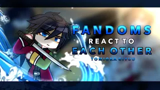 Fandoms react to each other || Tomioka Giyuu || RoseGacha