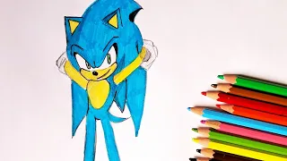 How to draw Sonic 🤔 😅!!! #sonic #drawing