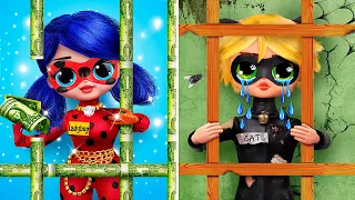 Ladybug Rica e Cat Noir Falidos na prisão! 30 DIYs para LOL OMG