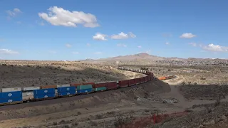 4k-Crossovers @ Frost, CA on BNSF's Cajon Sub.  NS, BNSF, UP with windy conditions