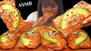 ASMR AVOCADO SPICY FIRE NOODLES WRAP & CHILLI SAUCE MUKBANG |Eating Sounds| No talking | Vikky ASMR