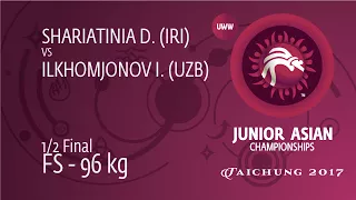 1/2 FS - 96 kg: D. SHARIATINIA (IRI) df. I. ILKHOMJONOV (UZB) by TF, 10-0