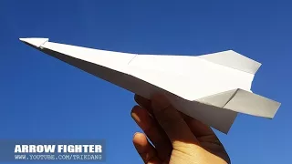 EASY PAPER AIRPLANE - How to make a LONG DISTANCE Paper plane | Arrow Fighter